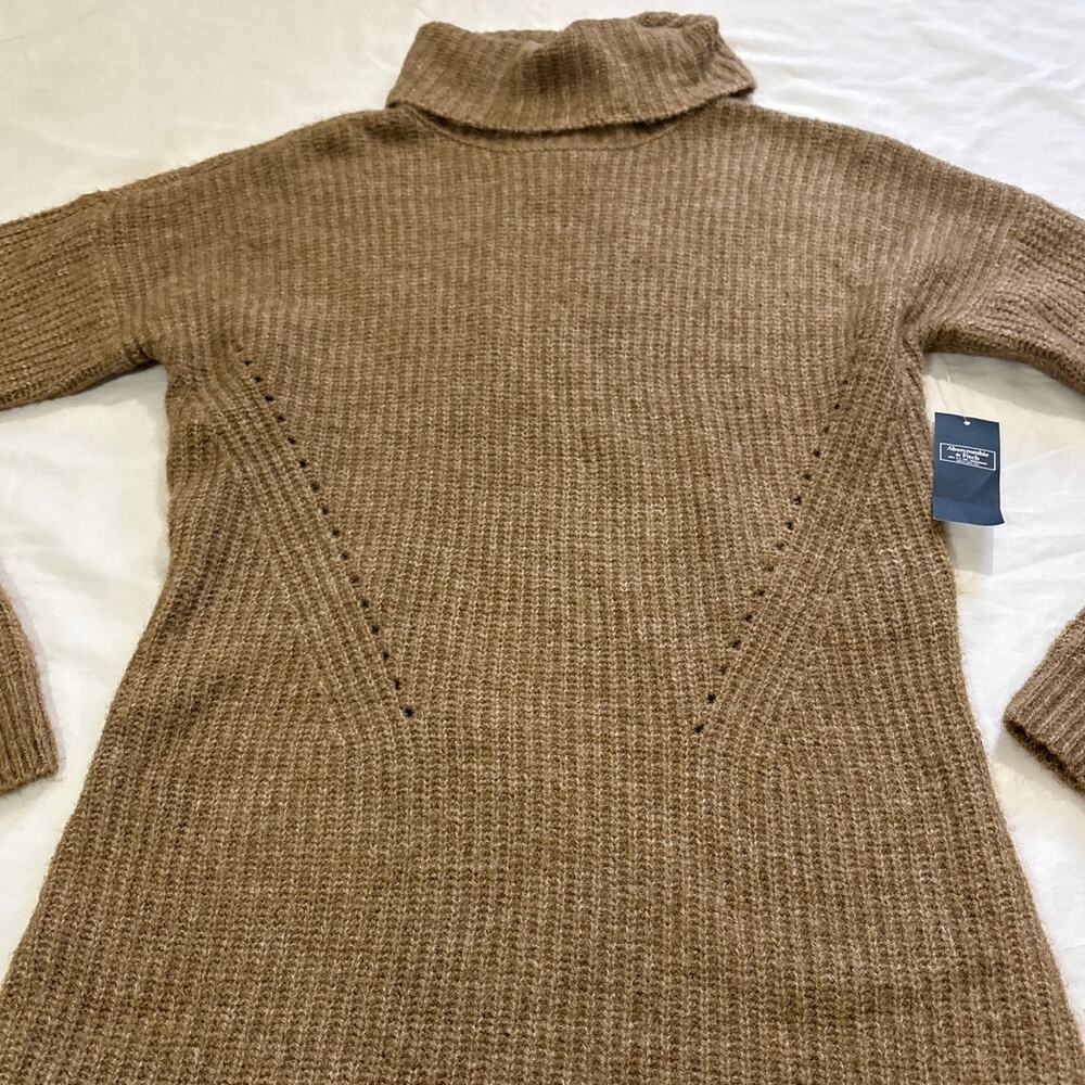 NWT Abercrombie & Fitch Women’s Small Tall Cowl Neck Sweater Dress Winter Knit - Picture 3 of 9